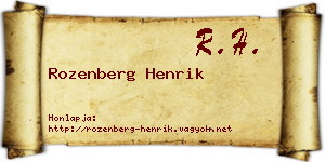 Rozenberg Henrik névjegykártya